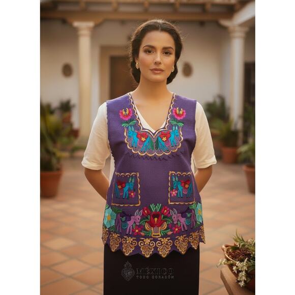 Mexican Folkloric apron embroidered  one of a kind mexico todo corazon - Picture 9 of 13